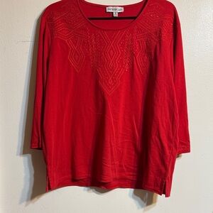 Southern Lady Vibrant Red Embroidered Blouse